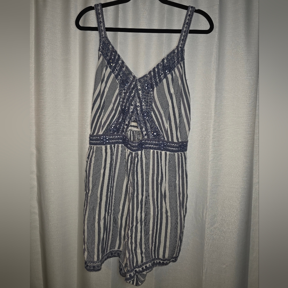 XL AE Romper navy Blue And White Stripes